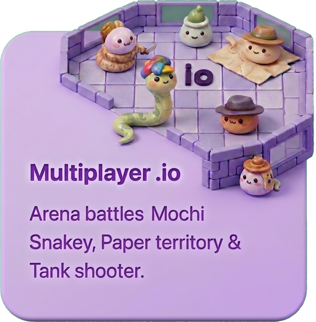 Multiplayer .io — arena battles: Mochi Snakey, Paper territory & Tank shooter