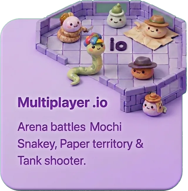 Multiplayer .io — arena battles: Mochi Snakey, Paper territory & Tank shooter
