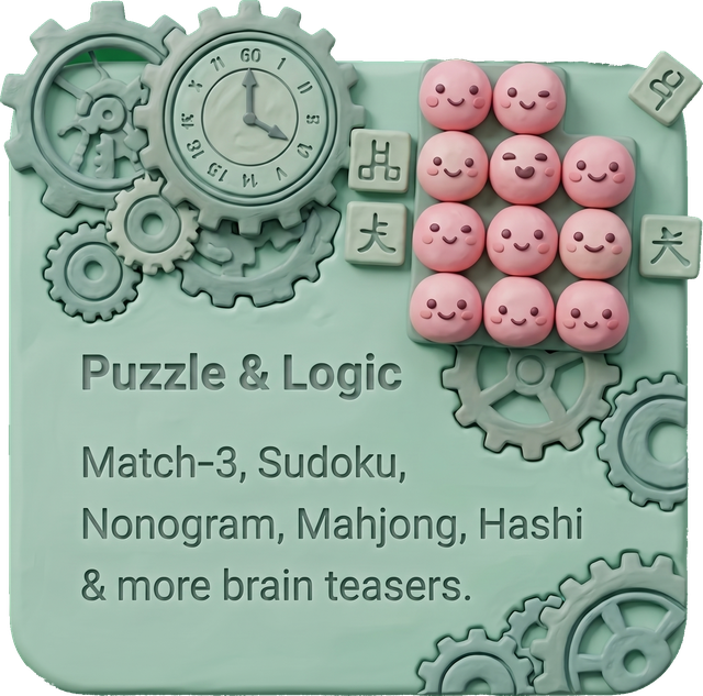 Puzzle & Logic — Match-3, Sudoku, Nonogram, Mahjong, Hashi & more brain teasers