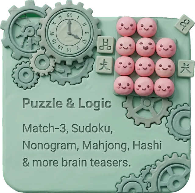 Puzzle & Logic — Match-3, Sudoku, Nonogram, Mahjong, Hashi & more brain teasers
