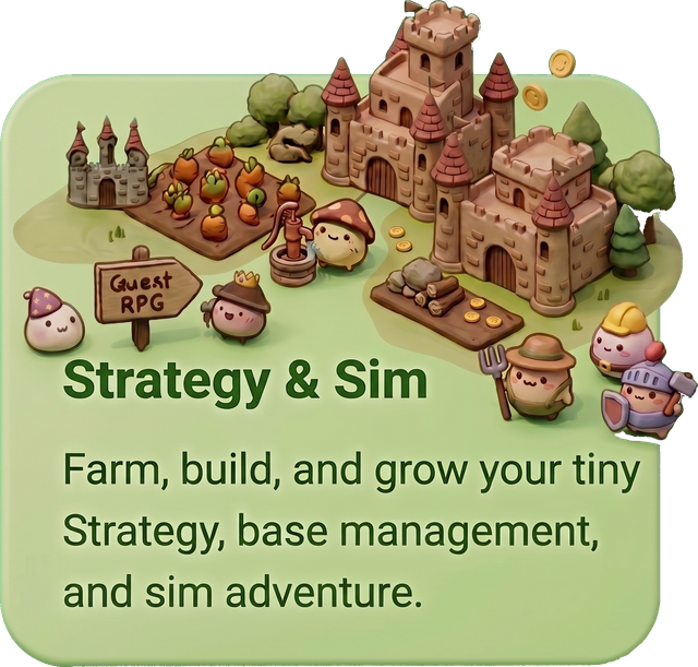 Strategy & Sim — farm, build and grow your tiny strategy, base management, and sim adventure